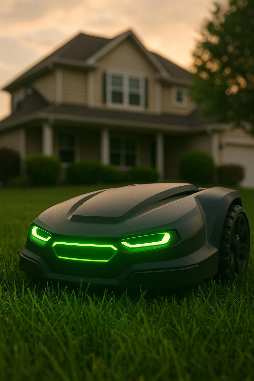 Futuristic robot mower cutting a Hugo, MN lawn